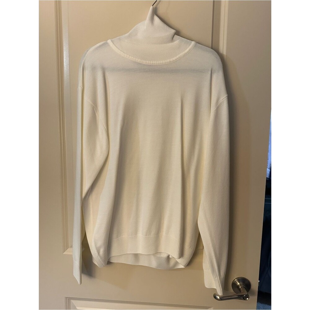 Dolce Roma Cream Knit Turtleneck Sweater Top Womens Sz Large